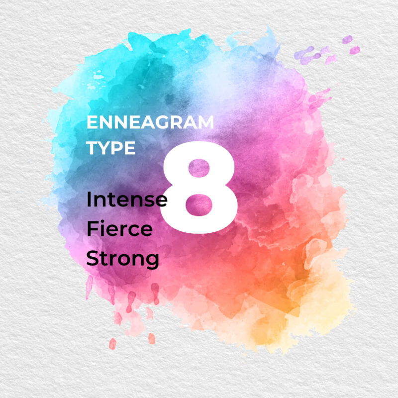 Enneagram type 8 Intense fierce strong on a watercolor background