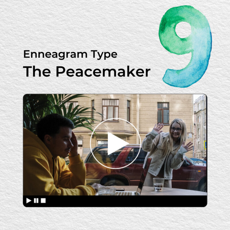 Text reading "Enneagram Type 9: The Peacemaker" above video still