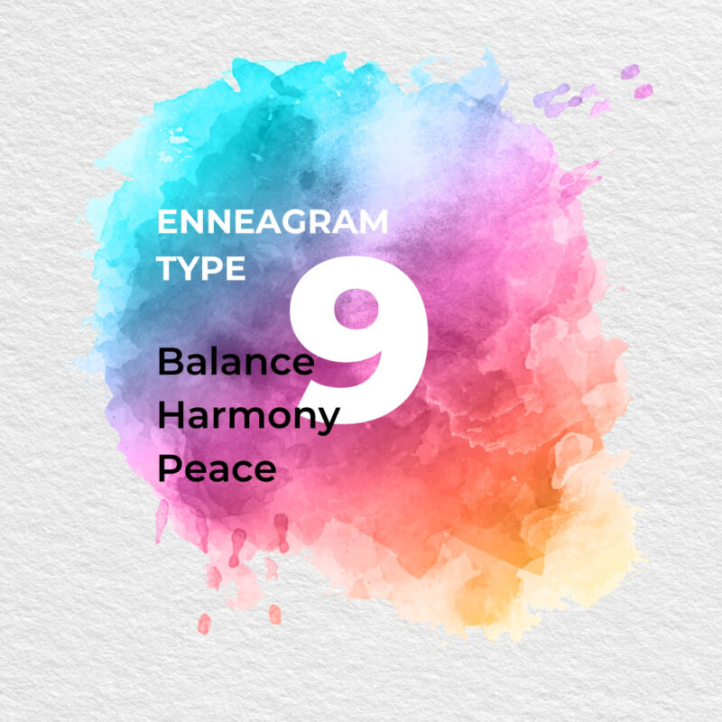 Enneagram type 9 balance an harmony on a watercolor background