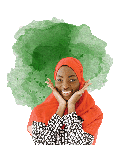 Woman on green background